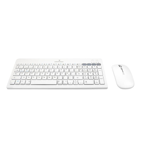 Kit Teclado y Mouse Recargable Inalámbrico Perfect Choice Zebrary Blanco - Conexión Dual Bluetooth y 2.4GHz - Escritura Fluida