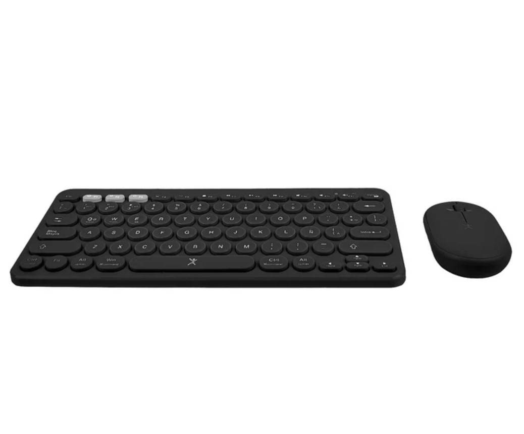 Kit de Teclado y Mouse Inalámbrico Perfect Choice Froyo Negro - Conexión Dual Bluetooth y 2.4GHz - Combo Productivo