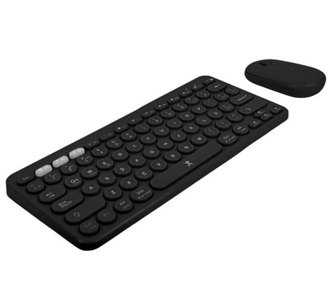 Kit de Teclado y Mouse Inalámbrico Perfect Choice Froyo Negro - Conexión Dual Bluetooth y 2.4GHz - Combo Productivo