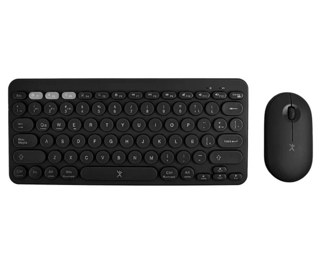 Kit de Teclado y Mouse Inalámbrico Perfect Choice Froyo Negro - Conexión Dual Bluetooth y 2.4GHz - Combo Productivo