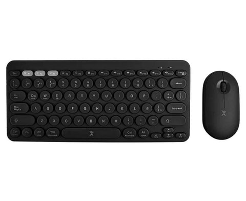 Kit de Teclado y Mouse Inalámbrico Perfect Choice Froyo Negro - Conexión Dual Bluetooth y 2.4GHz - Combo Productivo