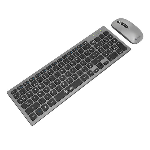 Combo Inalámbrico Recargable 2 en 1 Stylos STPKTM6G - Teclado de Membrana 96 Teclas y Nano Receptor USB - Escritura Cómoda sin Cables - Diseño Ergonómico
