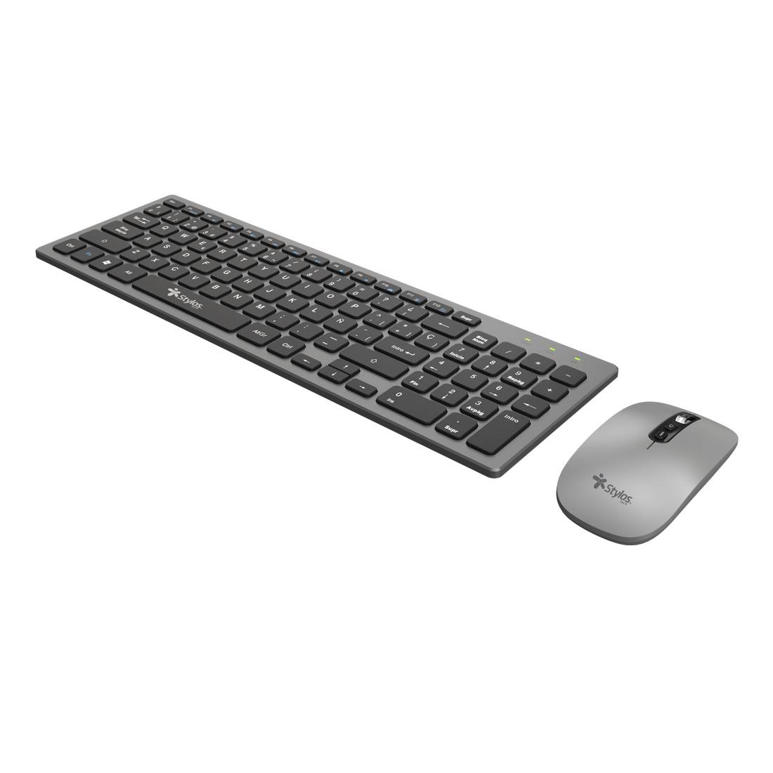 Combo Inalámbrico Recargable 2 en 1 Stylos STPKTM6G - Teclado de Membrana 96 Teclas y Nano Receptor USB - Escritura Cómoda sin Cables - Diseño Ergonómico