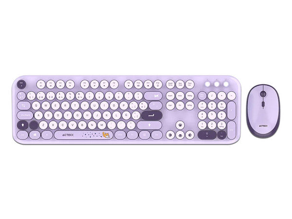 Kit Acteck Creator Chic K-Colors Mk485, Inalambrico, Multimedia, Dongle 2.4, Español 105 Teclas, Violeta, AC-940214