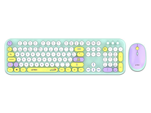 Kit Acteck Creator Chic K-Colors Mk485, Inalambrico,  Multimedia, Dongle 2.4, Español, 105 Teclas,  Optico,  1600 Dpi Ajustable, 4 Botones