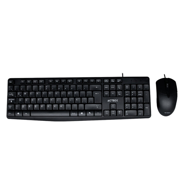 Kit Acteck Teclado Estandar, Mouse Alambrico Usb Negro AC-928984