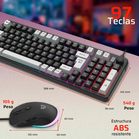 Kit Gamer Balam Rush Squad Conquest Kg515  -Teclado - Mouse Alambrico, Iluminacion Rgb, Anti-Ghosting, 97 Teclas - Br-940443
