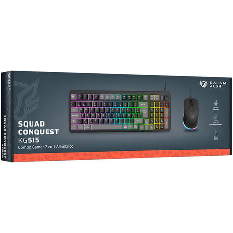 Kit Gamer Balam Rush Squad Conquest Kg515  -Teclado - Mouse Alambrico, Iluminacion Rgb, Anti-Ghosting, 97 Teclas - Br-940443