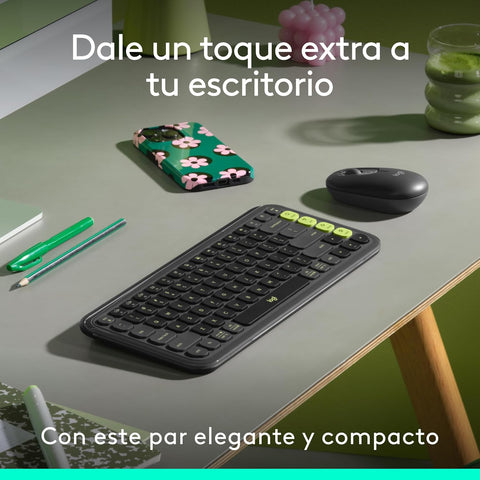 Kit Logitech Pop Icon Teclado, Mouse Bt Graphite, Green (920-013052)