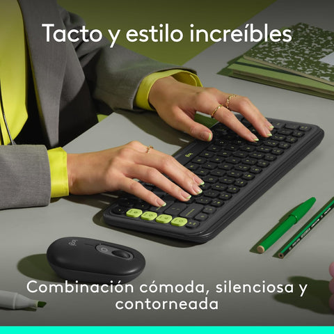 Kit Logitech Pop Icon Teclado, Mouse Bt Graphite, Green (920-013052)