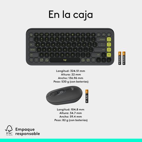 Kit Logitech Pop Icon Teclado, Mouse Bt Graphite, Green (920-013052)