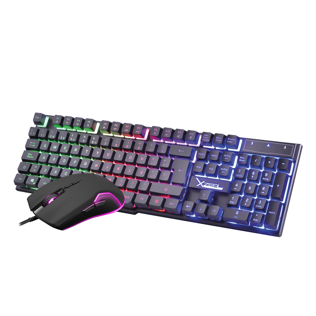 Kit Teclado Y Mouse Xzeal Starter Membrana Luz Rainbow (Xsktalrw1B)