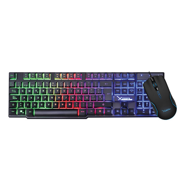 Kit Teclado Y Mouse Xzeal Starter Membrana Luz Rainbow (Xsktalrw1B)