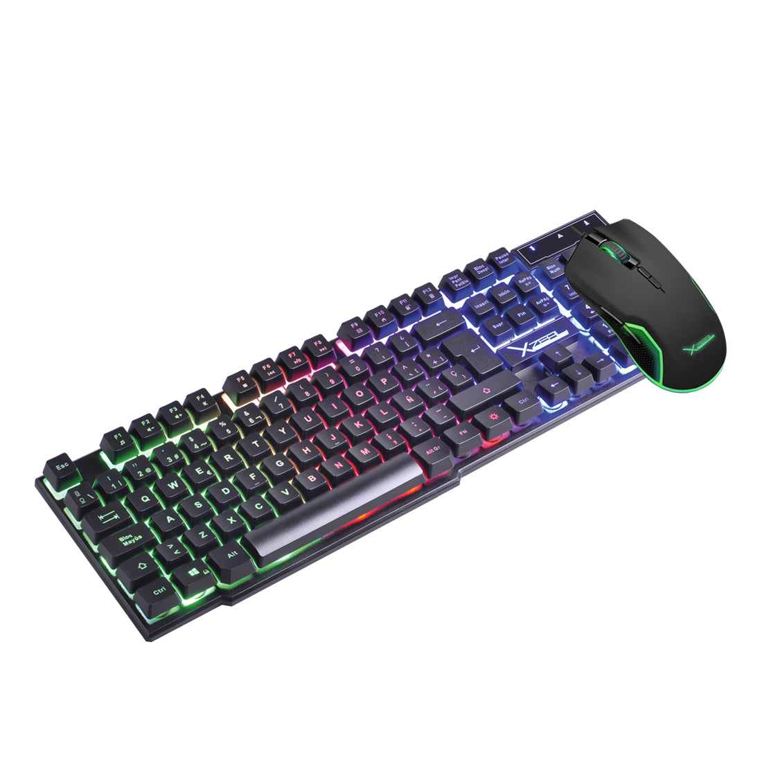 Kit Teclado Y Mouse Xzeal Starter Membrana Luz Rainbow (Xsktalrw1B)