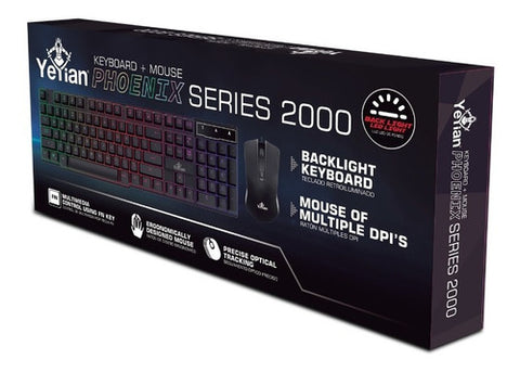 Kit Teclado, Mouse Yeyian Gaming Led Ykp-20704 Phoenix 2000 Usb Backlite
