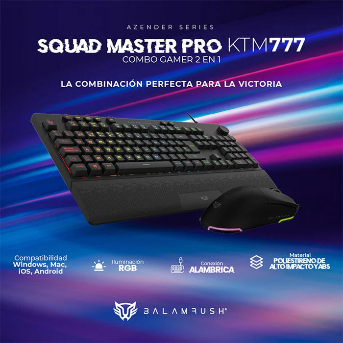 Kit Teclado y Mouse  Balam Rush Ktm777,  Rgb, Anti-Ghosting, Negro (BR-936903)