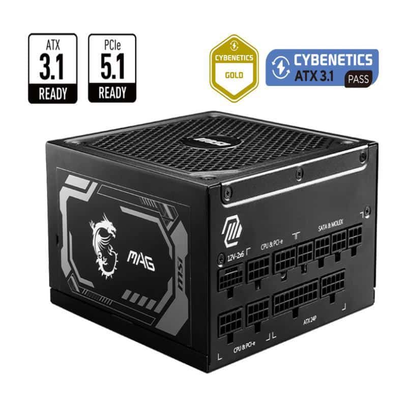 Fuente De Poder Msi Mag A1250Gl Pcie5 1250W 80 Plus Gold Full Modular