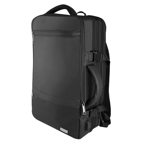Mochila Expandible de Viaje para Laptop Perfect Choice Travela Negro - Sujetador para Maleta Integrado - Viajes Cómodos
