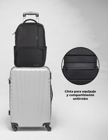 Backpack WANTED TechZone 16" Negra - Múltiples Compartimientos de Organización - Protección con Garantía de por Vida - Diseño Urbano