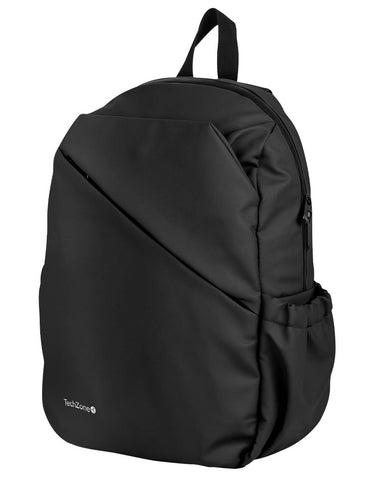 Backpack STYLE TechZone 16" Negra - Material 100% Poliéster Resistente a Salpicaduras - Garantía Limitada de por Vida - Estilo Clásico