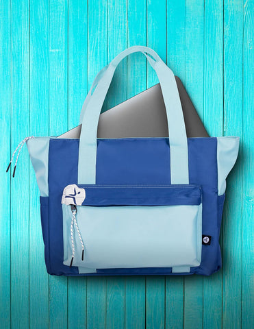 Totebag para Laptop TechZone 16" TZLB01-V - Combinación Azul y Turquesa Elegante - Protección con Estilo Femenino - Diseño Exclusivo