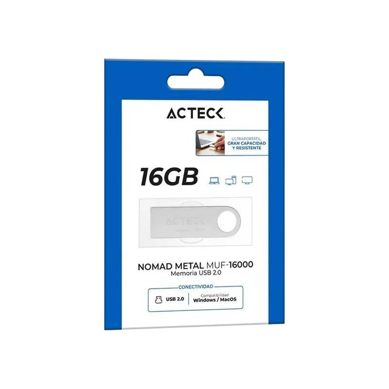 Memoria USB Acteck Nomad Metal MUF-1600 - Capacidad 16GB - Cuerpo Metálico Ultra Resistente
