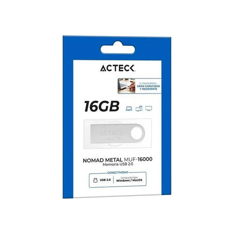 Memoria USB Acteck Nomad Metal MUF-1600 - Capacidad 16GB - Cuerpo Metálico Ultra Resistente