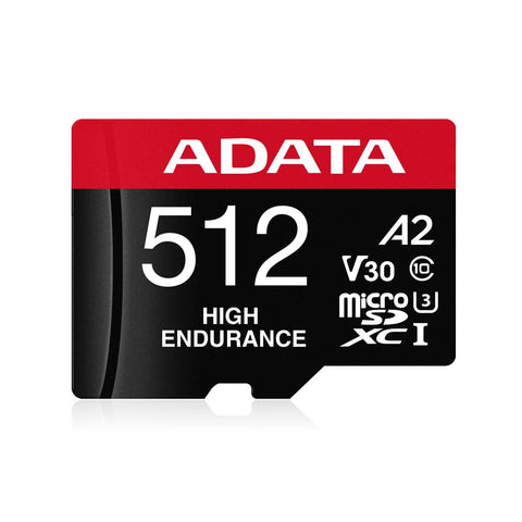 Tarjeta MicroSDXC ADATA High Endurance 512GB - Clase 10 U3 V30 A2 - Alta Durabilidad para Grabación Continua - Nuevo