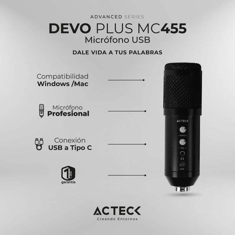 Micrófono Profesional DEVO PLUS MC455 ADVANCED SERIES ACTECK Micrófono Profesional