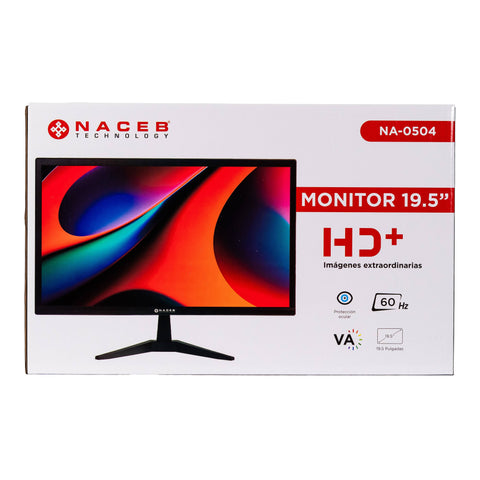Monitor Naceb NA-0504 19.5 Pulgadas HD+ Pantalla Clara para Oficina y Hogar
