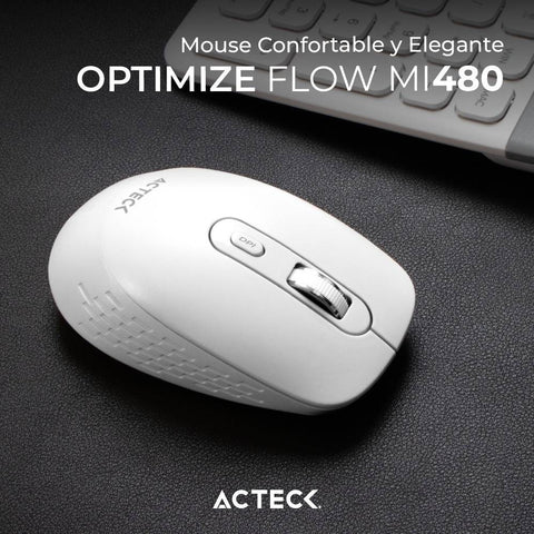 Mouse Óptico Inalámbrico Acteck Optimize Flow MI480 - 5 Botones + Scroll y Rango 10m - Navegación Cómoda y Fluida - Nuevo