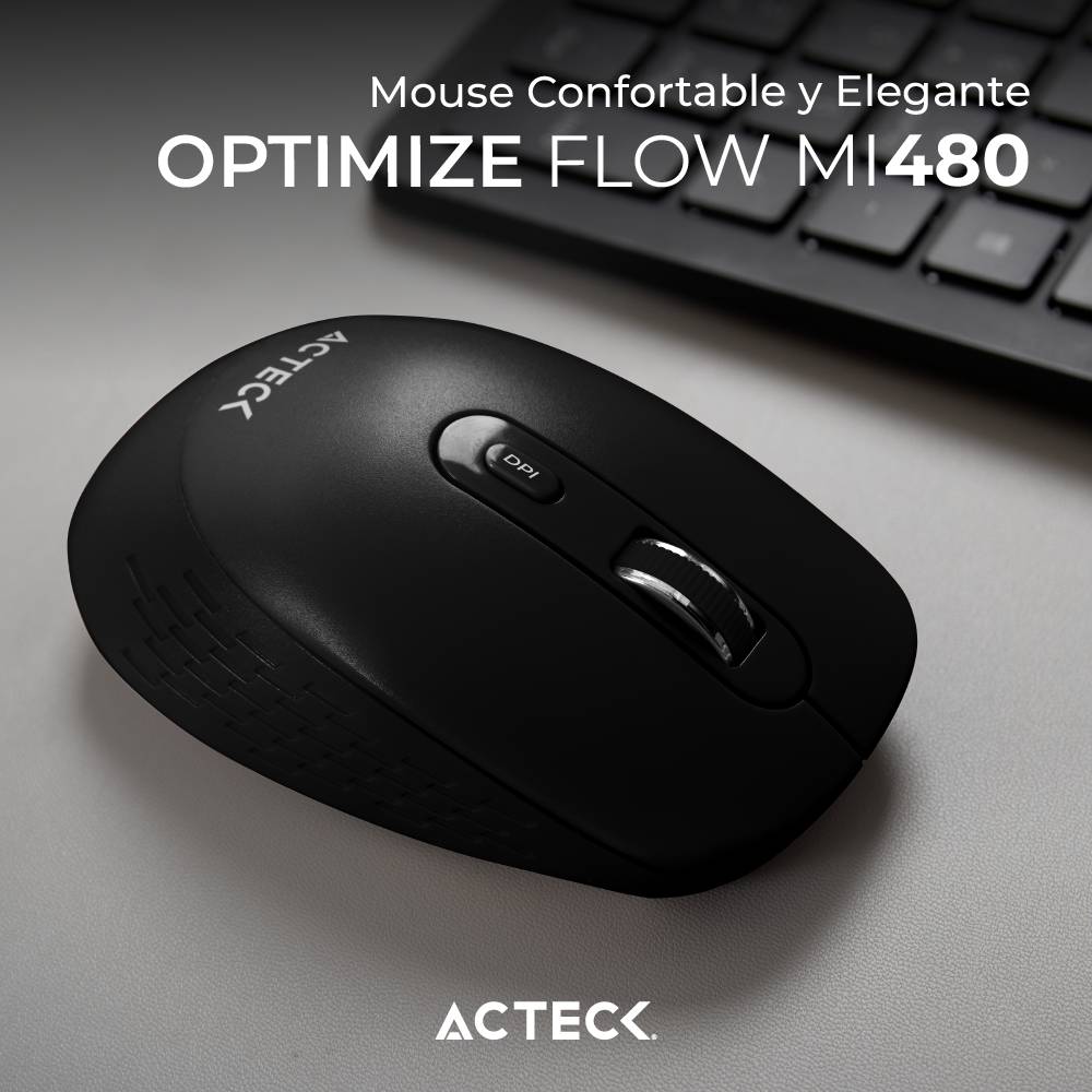 Mouse Inalámbrico Acteck Optimize Flow MI480 - Bluetooth y USB 2.4GHz con 5 Botones - Navegación Fluida e Ergonomía