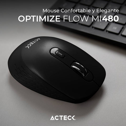 Mouse Inalámbrico Acteck Optimize Flow MI480 - Bluetooth y USB 2.4GHz con 5 Botones - Navegación Fluida e Ergonomía
