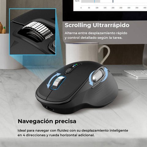 Mouse Inalámbrico Multidispositivo Acteck Virtuos Pro Ultra MI777 - Batería Recargable 500mAh - Conexión Versátil para Trabajo Continuo