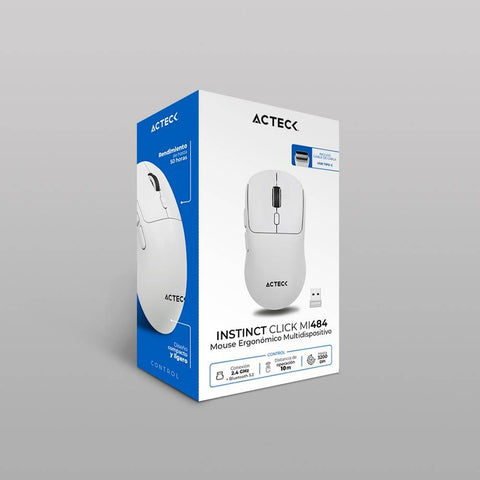 Mouse Ergonómico Multidispositivo Instinct Click MI484 2.4Ghz + Bluetooth Batería Recargable y DPI Ajustable Blanco