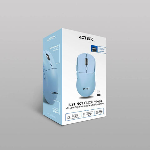 Mouse Ergonómico Multidispositivo Instinct Click MI484 2.4Ghz + Bluetooth Batería Recargable y DPI Ajustable Azul