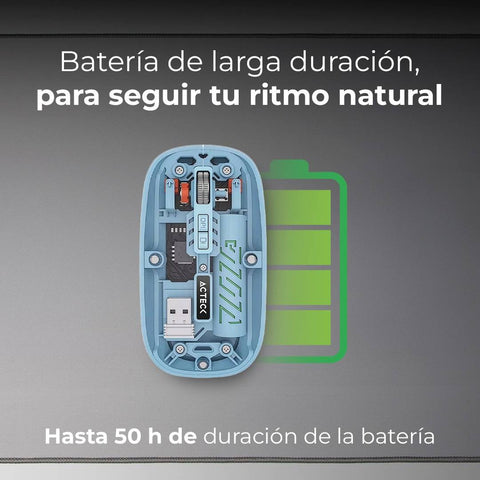 Mouse Inalámbrico Ultra Delgado Aero One MI455G Bluetooth 5.2 + 2.4Ghz Batería Recargable y Diseño Portátil Gris