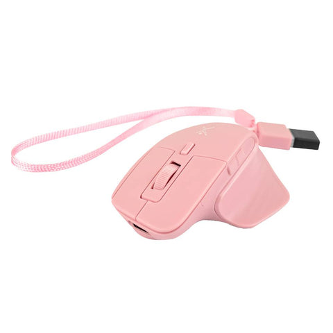 Mini Ratón Recargable Perfect Choice Pixie Rosa - Conexión Dual Bluetooth y 2.4 GHz - Tamaño Ultra Compacto