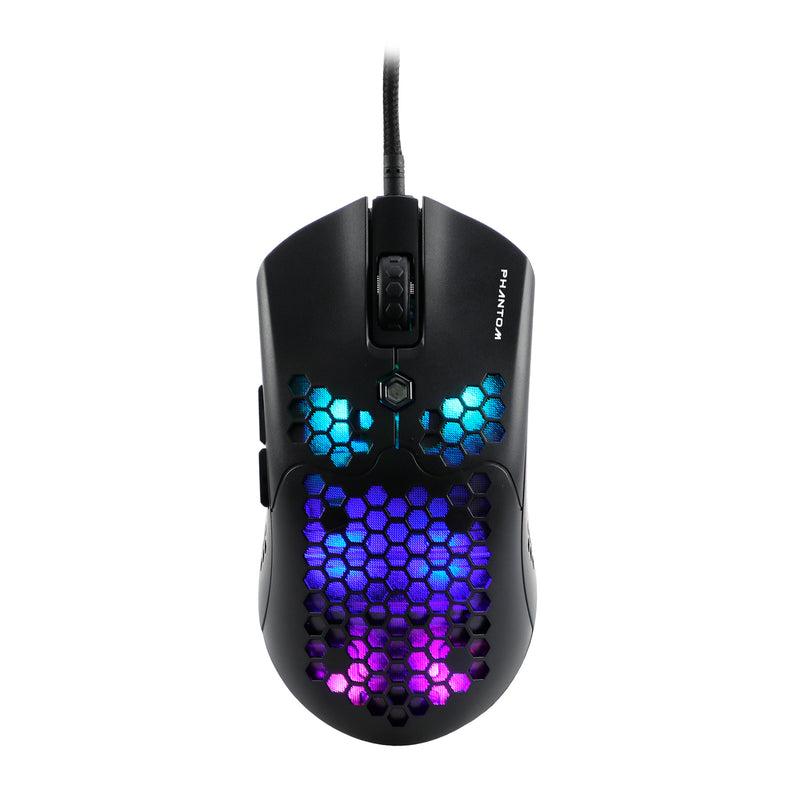 Mouse Gamer Naceb Technology Phantom, 6 Botones + Scroll, USB, 400-10000 DPI, Iluminación RGB, Sensor PAW3325, Cable Reforzado 1.8mts