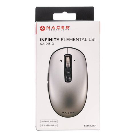 Mouse Inalámbrico Slim Naceb NA-0131G Gris | Diseño Ultra Delgado | Perfecto para Llevar en tu Laptop
