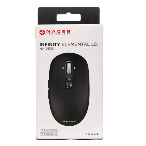 Mouse Inalámbrico Slim Naceb NA-0131N Negro | Perfil Delgado y Elegante | Portabilidad y Diseño Moderno