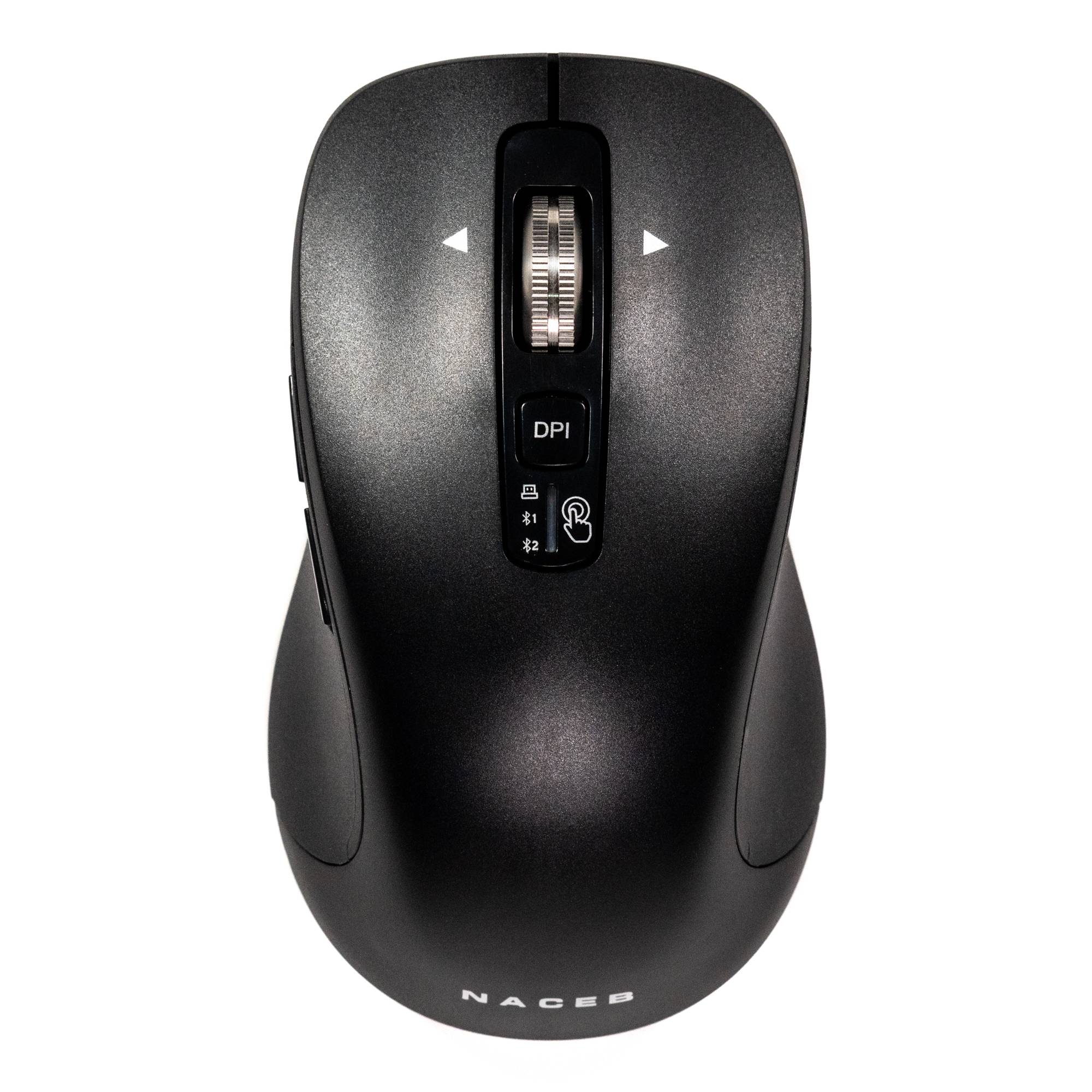Mouse Inalámbrico Naceb NA-0132 | Diseño Ambidiestro Ergonómico | Uso Cómodo para Zurdos y Diestros