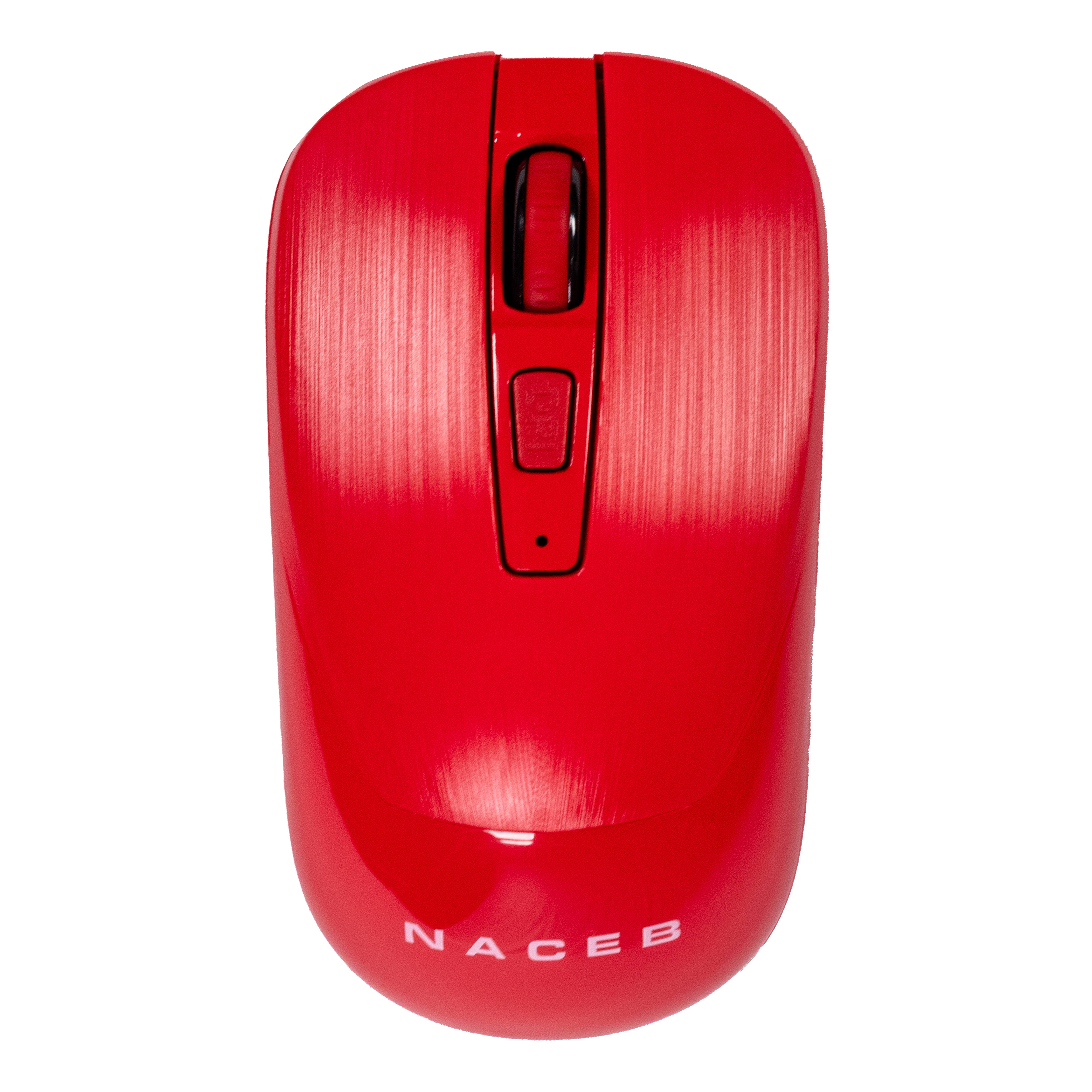 Mouse Inalámbrico Naceb NA-0137R Rojo | Conexión 2.4GHz Portátil | Agarre Cómodo y Compacto