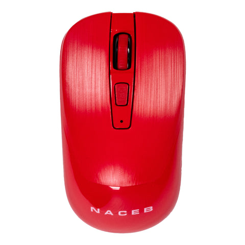 Mouse Inalámbrico Naceb NA-0137R Rojo | Conexión 2.4GHz Portátil | Agarre Cómodo y Compacto