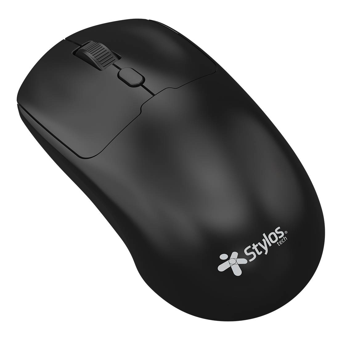 Mouse Inalámbrico Recargable Stylos STPMOI7B Negro - Sensor 1,600 DPI con Conexión Nano 2.4Ghz - Batería de Larga Duración - Precisión Práctica