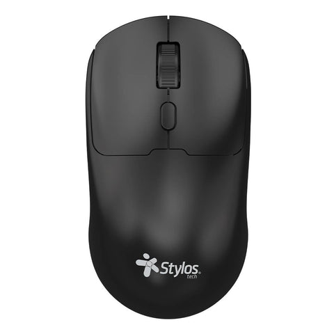 Mouse Inalámbrico Recargable Stylos STPMOI7B Negro - Sensor 1,600 DPI con Conexión Nano 2.4Ghz - Batería de Larga Duración - Precisión Práctica