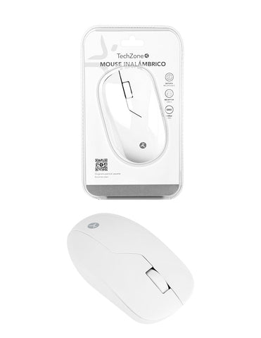 Mouse Inalámbrico ARMOR Recargable TechZone Blanco - Sensor 1200 DPI con 3 Botones - Batería Duradera y Diseño Limpio - Estilo Minimalista