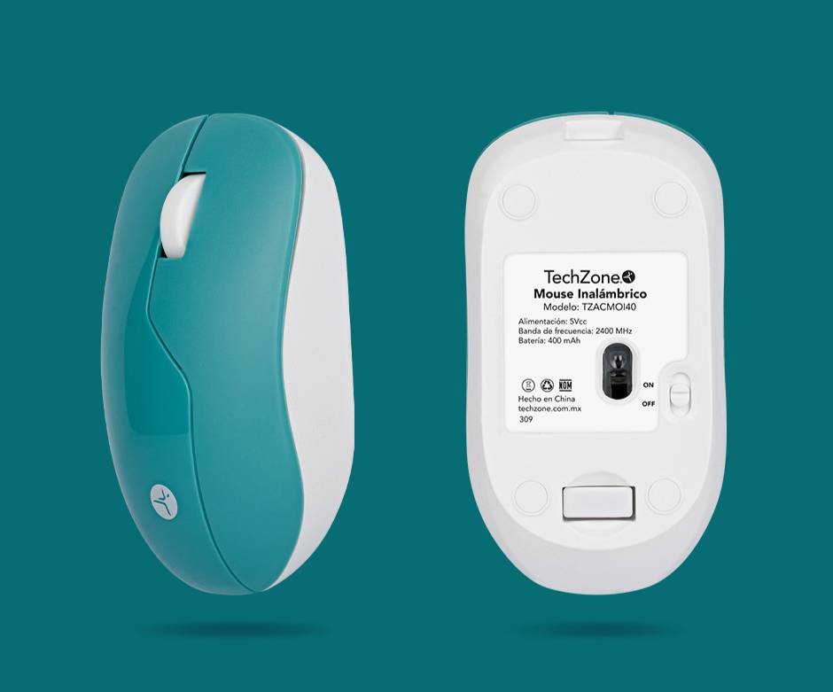 Mouse Inalámbrico TechZone Armor Verde - Batería Recargable 1200 DPI - Trabajo Cómodo e Inalámbrico