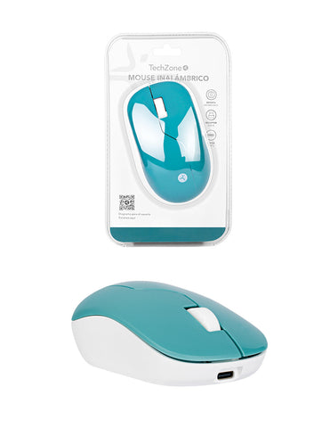 Mouse Inalámbrico TechZone Armor Verde - Batería Recargable 1200 DPI - Trabajo Cómodo e Inalámbrico