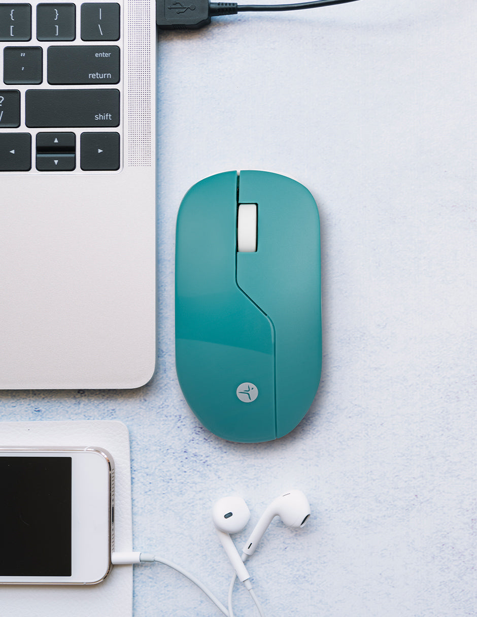 Mouse Inalámbrico TechZone Armor Verde - Batería Recargable 1200 DPI - Trabajo Cómodo e Inalámbrico